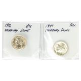 Coin (2) Mercury Dimes 1916 & 1941 BU
