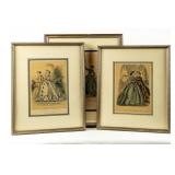 Set of 3 Antique Framed French Prints