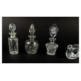 Lot of 4 Colorless Decanter Perfume Bottles