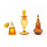 VTG Lot of 3 Amber Glass Perfume Bottles