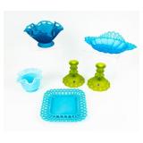 VTG Lot of 6 Pierced / Open Lace Satin Glass