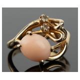 Jewelry 10k Gold & Pink Coral Ring
