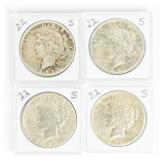 Coin (4) 1922-S Peace Silver Dollars Fine to VF