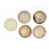 Coin 5 Silver Dollars Morgan & Peace