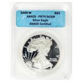Coin  2005-W American Silver Eagle ANACS PR70DCAM