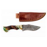 Knife Damascus Multi Color Handle With Sheath