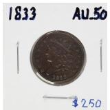 Coin 1833 Classic Head Half Cent Almost Unc.