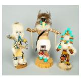 Lot of 3 Wooden Kachinas