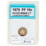 Coin 1879 Seated Liberty Dime ACGS MS65 LT Proof