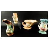 Lot Of 4 Vintage Mix Of Glassware Vases