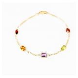 Jewelry 14kt Yellow Gold Colorful Stone Bracelet