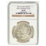 Coin 1891-CC Morgan Silver Dollar NGC AU50 SE