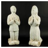 Lot of 2 Vintage Concrete Kneeling Figures