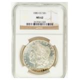 Coin 1883-CC Morgan Silver Dollar NGC MS62