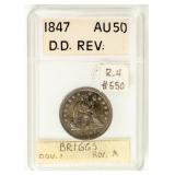 Coin 1847 Seated Liberty Quarter in Extra Fine