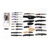 Large Lot Of 25 Pocket And Fixed Blade Knives
