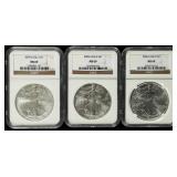 Coin (3) American Silver Eagles NGC69 2005, 05, 06