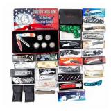 Knife Lot Of 18 Folding Knives Case & More