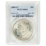 Coin 1885-CC  Morgan Silver Dollar PCGS MS63