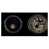 Coin 1 Troy Ounce .999 Arizona Medal & 14kt Token