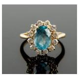 Jewelry 14kt Yellow Gold Topaz & Diamond Ring