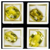 Lot of 4 Oval Lemon Quartz Gemstones