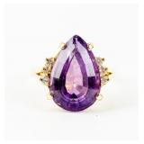 Jewelry 18kt Yellow Gold Amethyst Diamond Ring