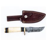 Knife Medium Bone Handle With Damascus Blade