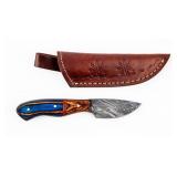 Knife Damascus Fixed Blade Wood Handle