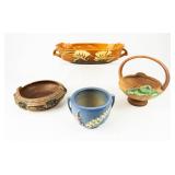 Lot Of 4 Vintage Roseville Mix Of Vases / Planters