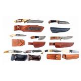 Knife Lot Of 9 Fixed & Folding Blades Damascus