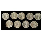 Coin (9) 1921  Morgan Silver Dollars XF-BU