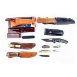 Knife Lot Of 15 Fixed And Folding Blades