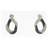 Jewelry 10kt White Gold Blue Diamond Earrings