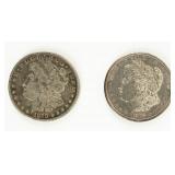 Coin (2) Morgan Silver Dollars 1878-S  Fine & AU
