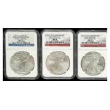 Coin (3) American Silver Eagle NGC MS70 11 & 11S