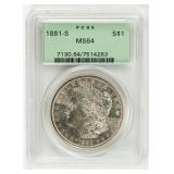 Coin 1881-S Morgan Silver Dollar PCGS MS64