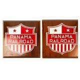 (2) Large Plaques Panama Railroad 16" x 16"