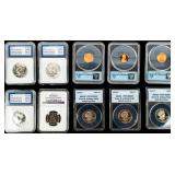 Coin (10) Certified Seated Quarter, SBA & More
