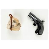 Hematite Pistol Carving & Chalcedony Pendant