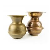 Lot of 2 Antique Vintage Brass Spittoons