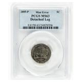 Coin 2005-P Buffalo Nickel Detached Leg PCGS