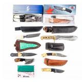 Knife Lot Of 10 Damascus Folding And Fixed Blade