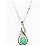 Jewelry 10kt White Gold Emerald & Diamond Necklace