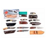 Knife Lot Of 10 Damascus Folding & Fixed Blades