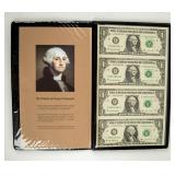 Currency $1 2003 Federal Reserve Uncut Sheet of 4
