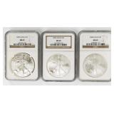 Coin (3) American Silver Eagle NGC 2004, 05, 06