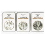 Coin (3) American Silver Eagle NGC 86, 87, 88