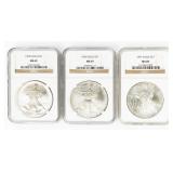 Coin (3) American Silver Eagle NGC 95, 96, 97