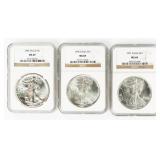 Coin (3) American Silver Eagle NGC 89, 90, 91